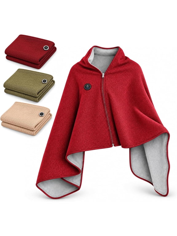 2027 New Heated Shawl Wraps for Women, USB Heated Wearable Blanket, Portable Warming Shawl with 3 Heat Settings for Home Office Travel and Gifts