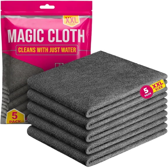 2027 New Magic Cleaning Cloth 5‑Pack – Thick Microfiber, Streak‑Free for Windows, Glass, Kitchen & Stainless Steel, Reusable