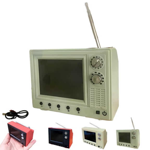 2027 New Mini Cartoon TV, Rechargeable Mini Retro TV with 8GB  Supports USB & Headphones, Perfect for Dollhouse Scenes & Collectible Decor