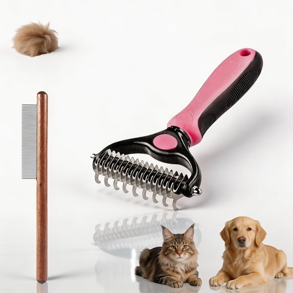 2027 New Pet Pro Grooming Tool, Pet Shedding Remover, Specialized Comb for Long-Haired Dogs, Undercoat Grooming Tool, Dog Shedding Comb and Undercoat Rake