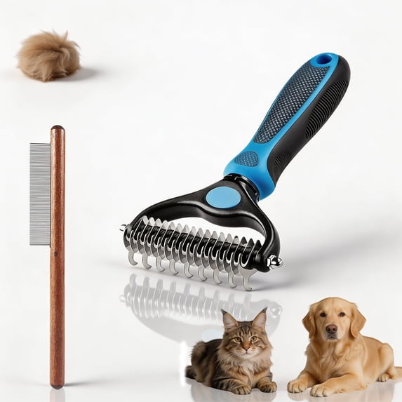2027 New Pet Pro Grooming Tool, Pet Shedding Remover, Specialized Comb for Long-Haired Dogs, Undercoat Grooming Tool, Dog Shedding Comb and Undercoat Rake