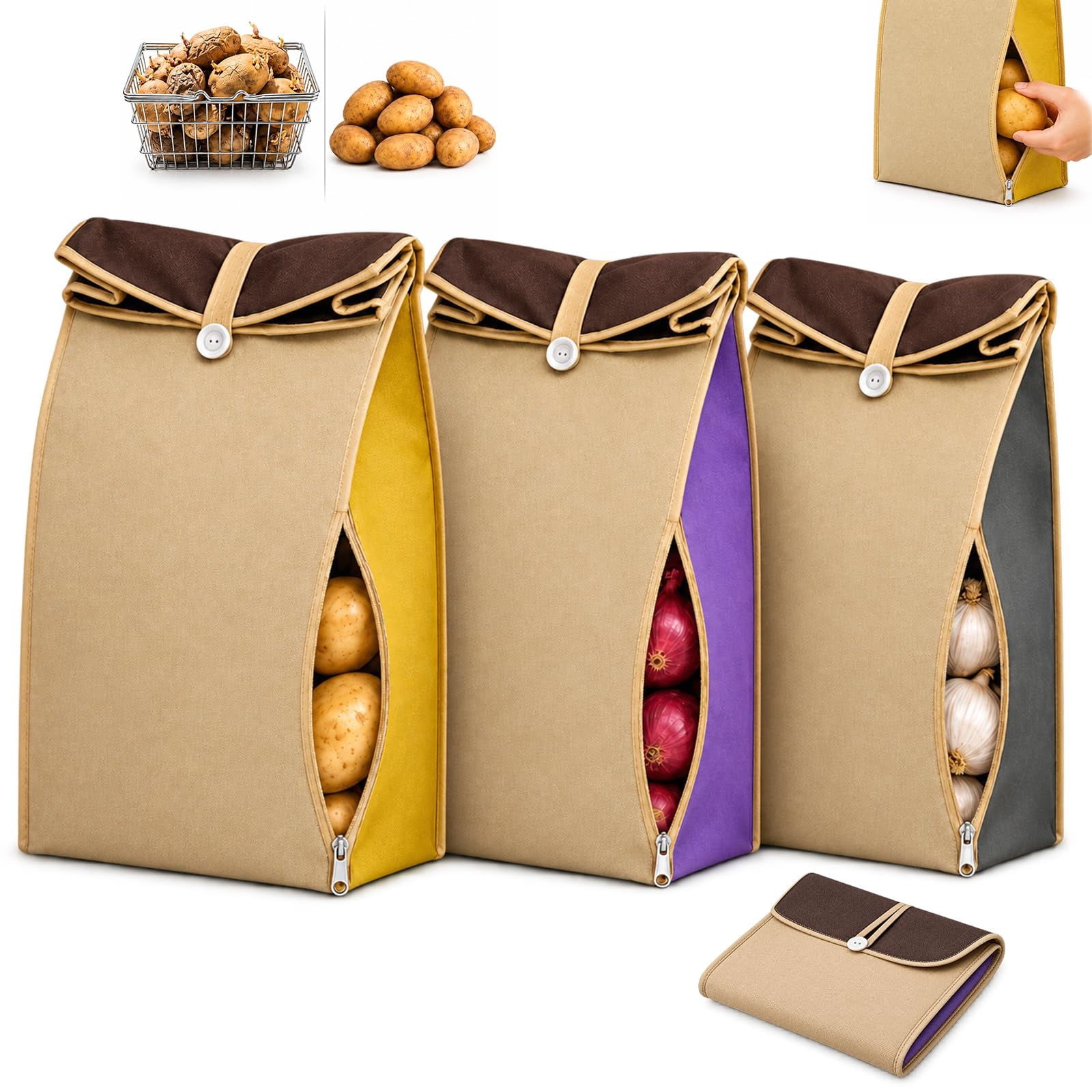 2027 New Reusable Self Sealing Potato & Onion Storage Bags，Light ...