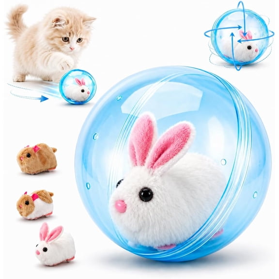 2027 New Self-Rolling Interactive Cat Ball, Realistic Animal Automatic Moving Rolling Cat Ball, 360° Rolling Spin Moving Cat Ball Fun Indoor Interactive Pet Ball for Cats Dogs Chasing