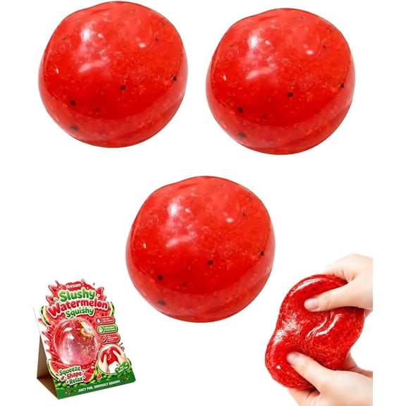 2027 New Slushy Watermelon Squishy, Stress Ball Super Soft Slow Rising Fidget Squeeze Realistic Fake Food Mashed Potato Skin Filled Moldable Shapeable for Anxiety Relief Adults