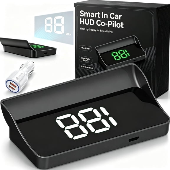 2027 New Smart in Car Hud Co Pilot, Smart Hud Display Car Windshield with GPS+Bds Navigation, Mph Display, Plug & Play Speed Displays for Cars, Trucks