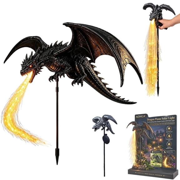 Solar Statue Solar Dragon Garden Statue Stake Light, Weatherproof Outdoor Decor with ...