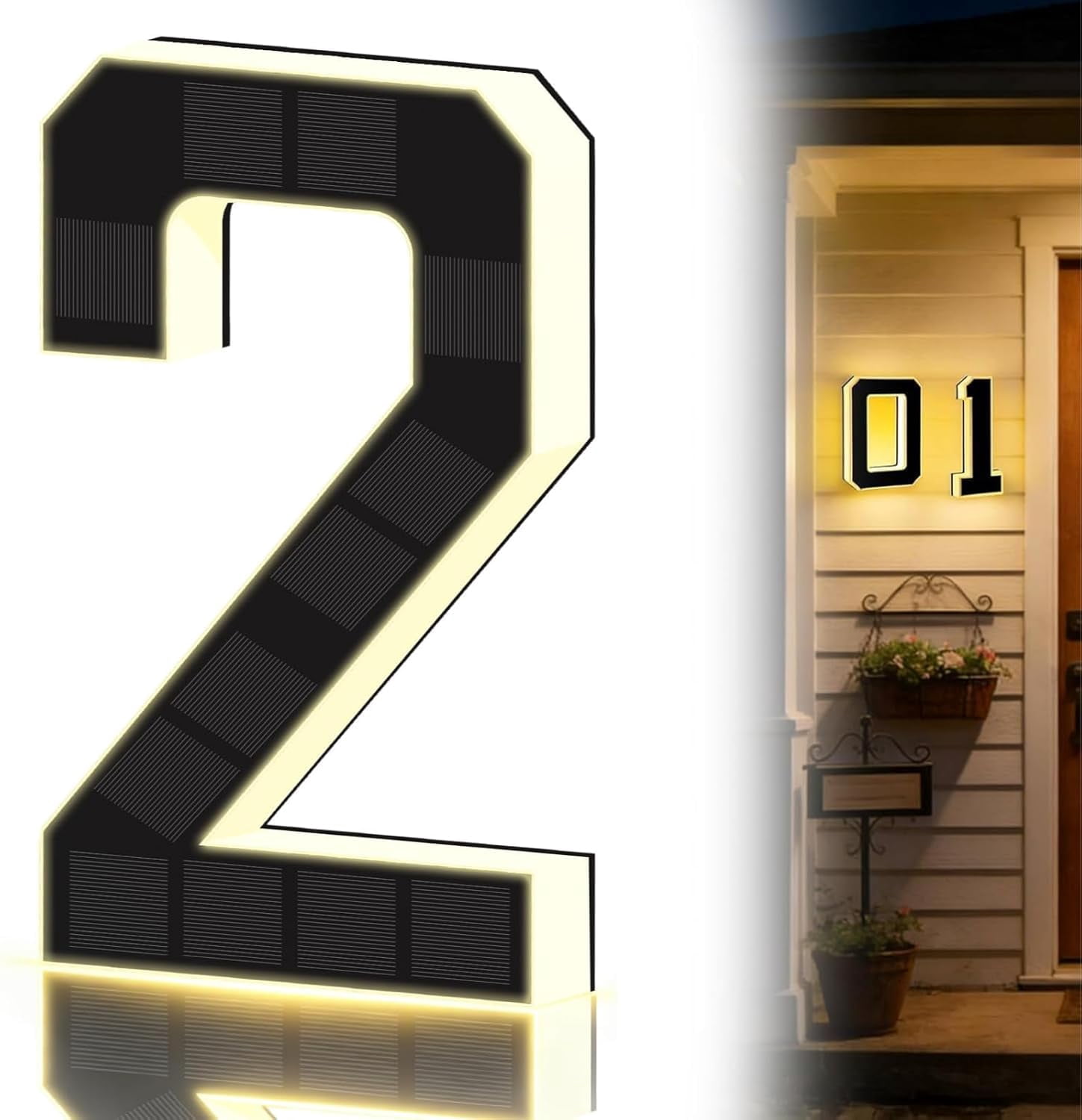 2027 New Solar House Numbers for Outside, LED Illuminated Address ...