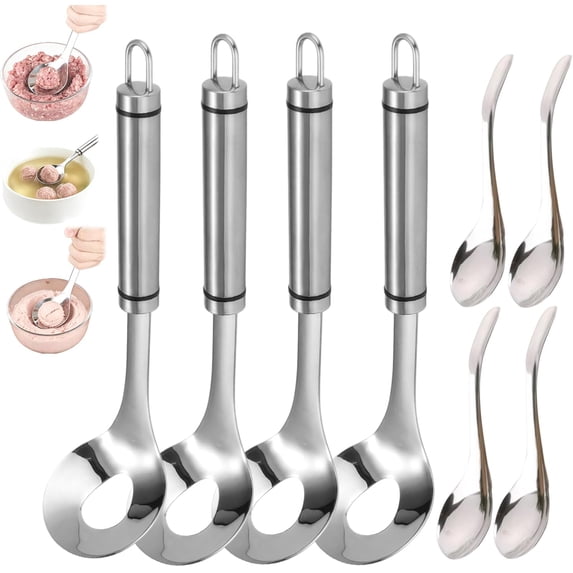 2027 New Stainless Steel Meatball Maker, Meatball Maker Spoon, Meatball Spoons, Stainless Steel Meatball Maker Spoon with Hole Convenient Storage Design Long Handle Spoon for Kitchen, Bar