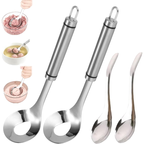 2027 New Stainless Steel Meatball Maker, Meatball Maker Spoon, Meatball Spoons, Stainless Steel Meatball Maker Spoon with Hole Convenient Storage Design Long Handle Spoon for Kitchen, Bar