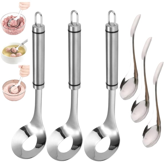 2027 New Stainless Steel Meatball Maker, Meatball Maker Spoon, Meatball Spoons, Stainless Steel Meatball Maker Spoon with Hole Convenient Storage Design Long Handle Spoon for Kitchen, Bar