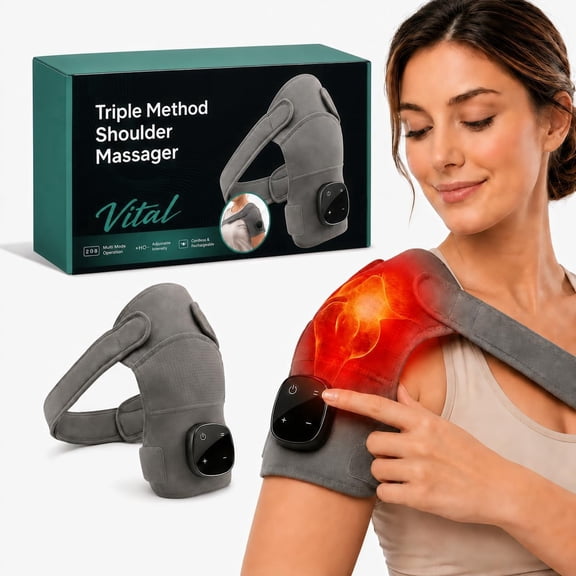 2027 New Triple Method Shoulder Massager, Triple-Mode Shoulder Massager with Heat, Compression and Vibration