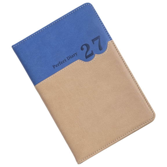 2027 PU Leather Perfect Diary Planner, Color Block Cover Lined Journal Notebook, A5 Daily Schedule Organizer, Premium Thick Paper Diary for Work, Business & Personal Planning