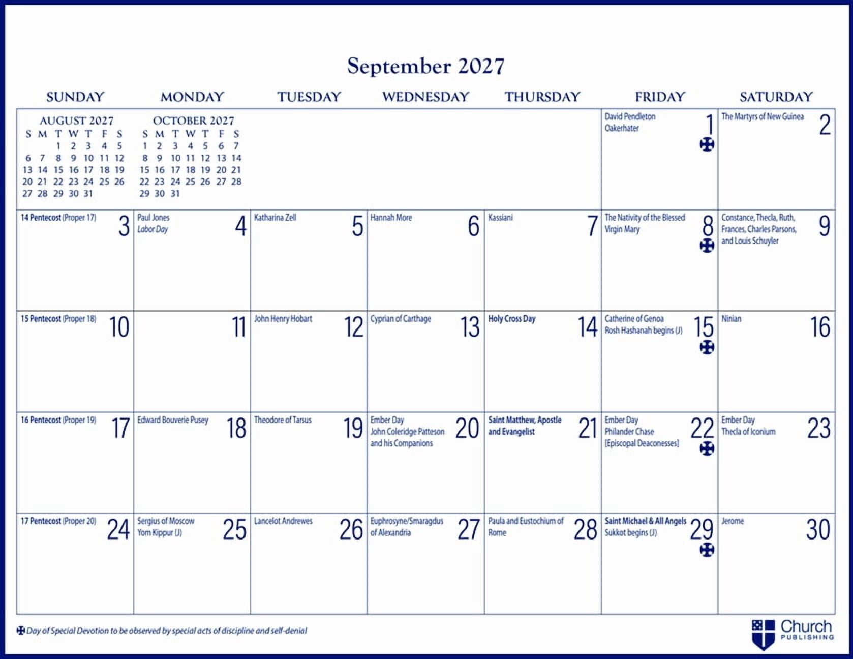 2027 Parish Wall Calendar : September 2026 to December 2027