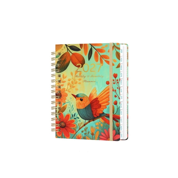 2027 Planner - 2027 Weekly and Monthly Planner,JAN 2027 - DEC 2027,6.49" x 8.46",Daily Planner 2027 with Colourful Tabs,Flexible Cover,Twin-Wire Binding,140 Pages,Floral Cover Designs