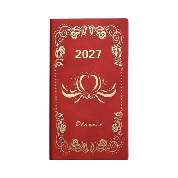 2027 Planner - 3.77x6.85 Inch Weekly and Monthly Calendar Planner Agenda Book with Ribbon for School and Office, Size 6X8, Red