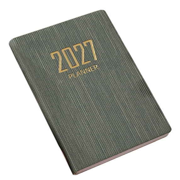 2027 Planner Notebook, 4.17X3.07 inch Textured Leather Hardcover Agenda, Compact Appointment Book, Daily Weekly Monthly Schedule Journal, Portable Task Organizer, Goal Tracking Notepad for Travel
