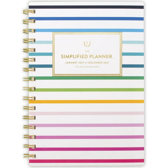 2027 Planner, Simplified by Emily Ley, Weekly & Monthly, 5.5" x 8.5", Happy Stripe (EL57-200-27)