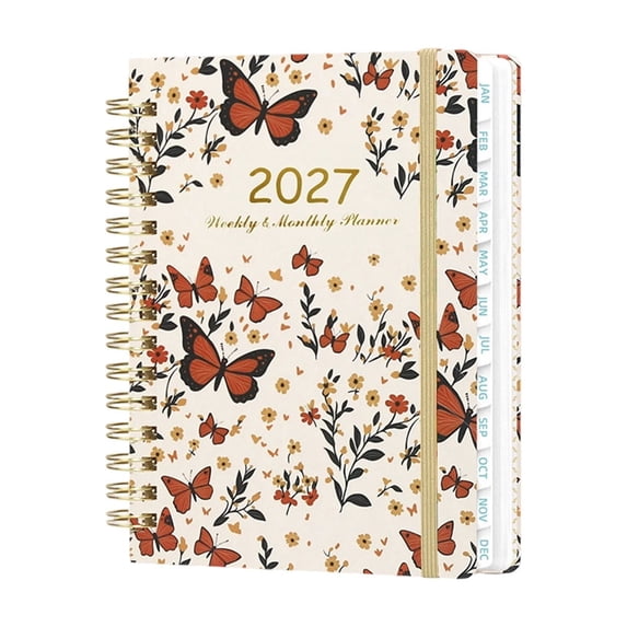 2027 Planner Weekly and Monthly Calendar Daily Planner 2027, Calendar Planner Jan - Dec 2027, Spiral Bound, with Stickers Tabs, Daily Journal Organizer for Office Home, 140 Pages, 8.5"x6.5"
