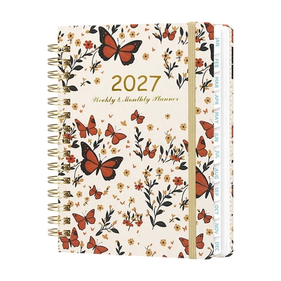 2027 Planner Weekly and Monthly Calendar Daily Planner 2027, Calendar Planner Jan - Dec 2027, Spiral Bound, with Stickers Tabs, Daily Journal Organizer for Office Home, 140 Pages, 8.5"x6.5"