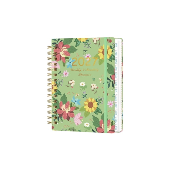 2027 Planner Weekly and Monthly Calendar Daily Planner 2027, Calendar Planner Jan - Dec 2027, Spiral Bound, with Stickers Tabs, Daily Journal Organizer for Office Home, 140 Pages, 8.5"x6.5"