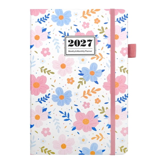 2027 Planner Weekly & Monthly,Jan. 2027 – Dec. 2027, 5.7" x 8.5",Hardcover Thick Paper,Cute Colorful Floral Cover,A5 Planner