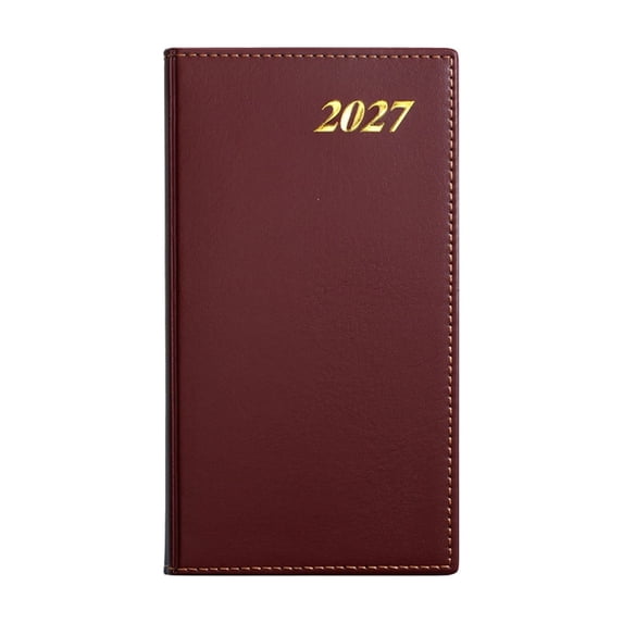 2027 Pocket Datebook Planner, 4x7 inch, Week-at-a-view pages, Leather (Red)