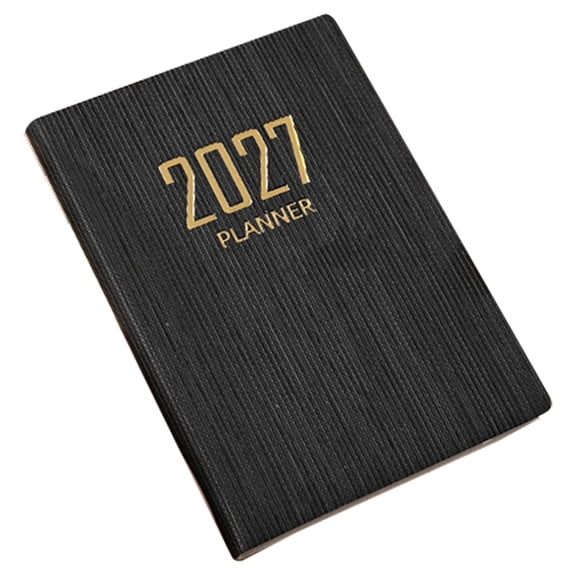2027 Pocket Planner, A7 Extra Small Weekly Planners, PU Leather Hardcover Mini Notepad for Work Plan Arrangment, 64Sheets/128 Pages, Monthly Planner Small Size for Home Office, 1Pc(Black,4.1x3")
