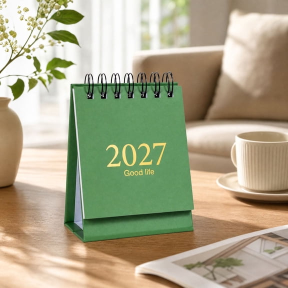 2027 Portable Desktop Calendar Mini English Version Paper Tabletop Planner for Office Home Student Desk Decorating Organizing Monthly Schedule Time Management Gift for Professionals Students