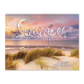 Current 2027 Seascapes Wall Calendar, 12-Inch x 9-Inch Size Closed, 18-Inch Size Open, Large Bookstore-Quality, Spiral-Bound Hanging Monthly Wall Calendars for Kitchen & Office