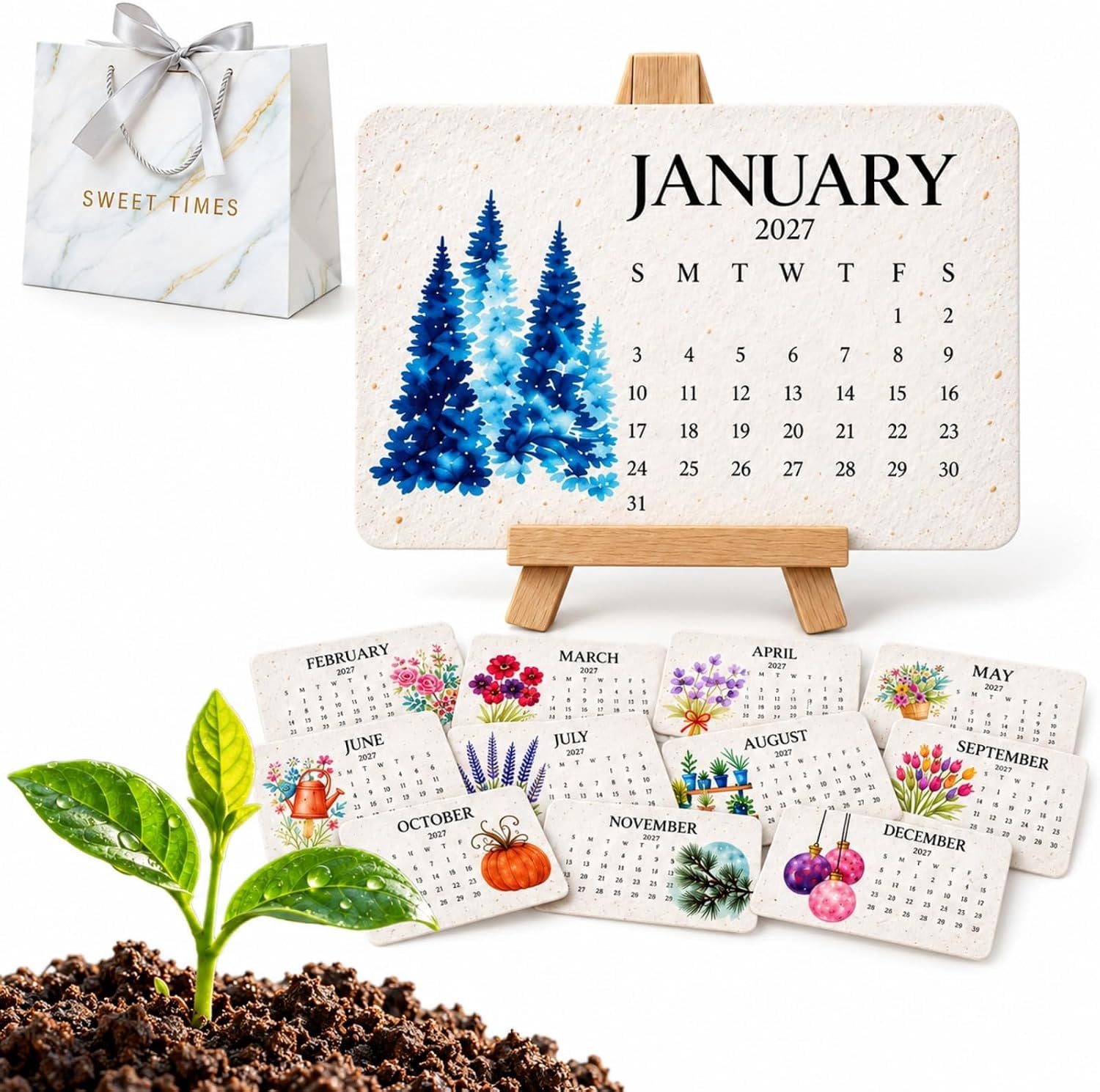 2027 Seed Calendar Plantable,Eco-Friendly Seed Garden Calendar With ...