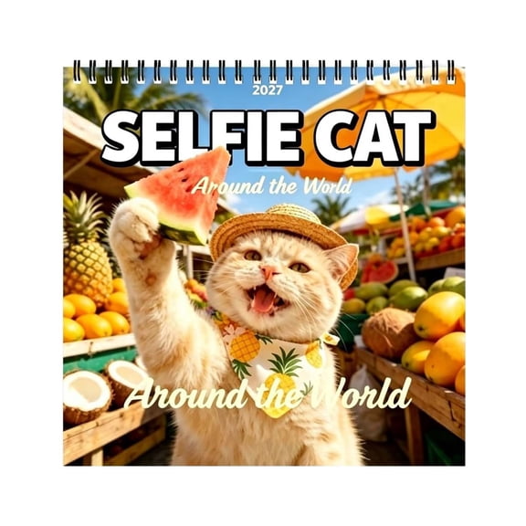 2027 Selfie Cat Wall Calendar, 12 Month Monthly Planner with Funny Cat Selfie Photos for Home Office