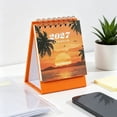 thumbnail image 1 of 2027 Small Desktop Calendar, English Standing Desk Calendar Monthly Table Planner, Portable Paper Schedule Organizer for Home Office, Orange, 1 of 5