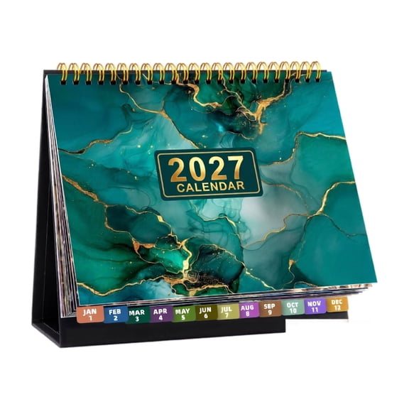 2027 Standing Desk Calendar, 12 Months Flip Monthly Daily Planner with Index Tabs, Floral Tabletop Agenda Organizer for Home Office & School