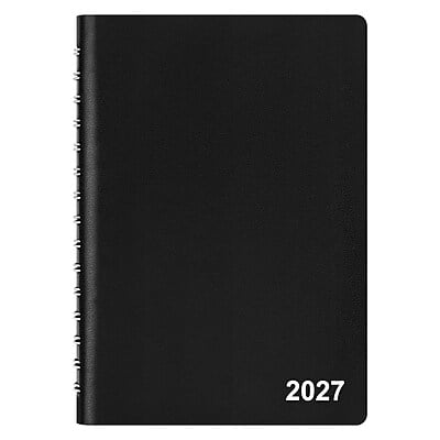 2027 Staples 5" x 8" Daily Appointment Book, Faux Leather Cover, Black (ST58452-27)