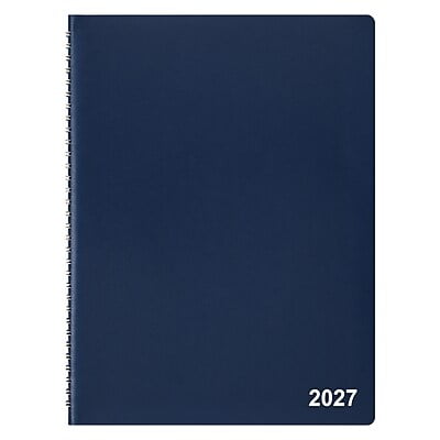 2027 Staples 8" x 11" Weekly & Monthly Appointment Book, Faux Leather Cover, Navy (ST58470-27)