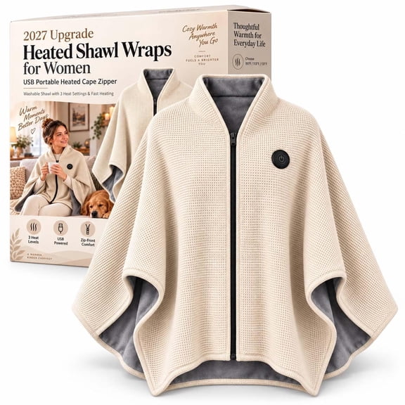 2027 Upgrade Heated Shawl Wraps for Women, Cordless Ceated Blanket