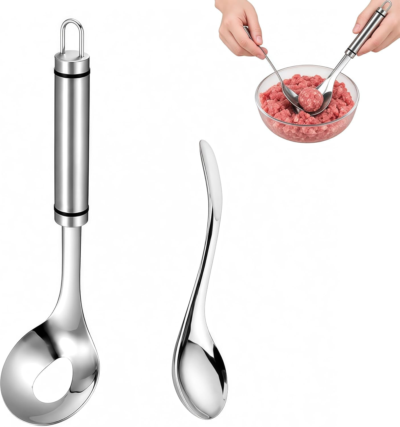 Kitchen Recipe Layout 2027 Upgrade Meatball Spoon,Stainless Steel Meatball Maker Scoop with ...