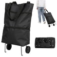 thumbnail image 1 of 2027 Upgraded 2 in 1 Foldable Shopping Cart with Wheels, Portable Grocery Cart Foldable with Wheels and Pull Handle for Market & Grocery Runs(Black), 1 of 7