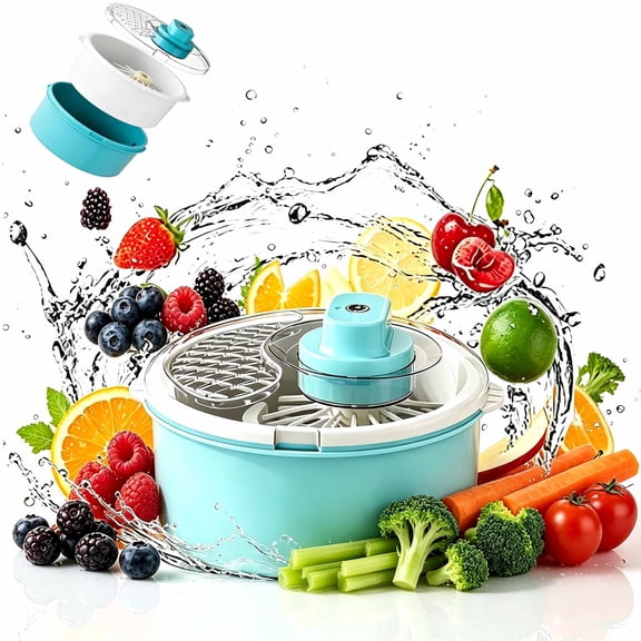 2027 Upgraded Electric Fruit Washer,Electric Salad Spinner with Non-Slip Base for Veggie,Grains,Rice,Meat,Seafood
