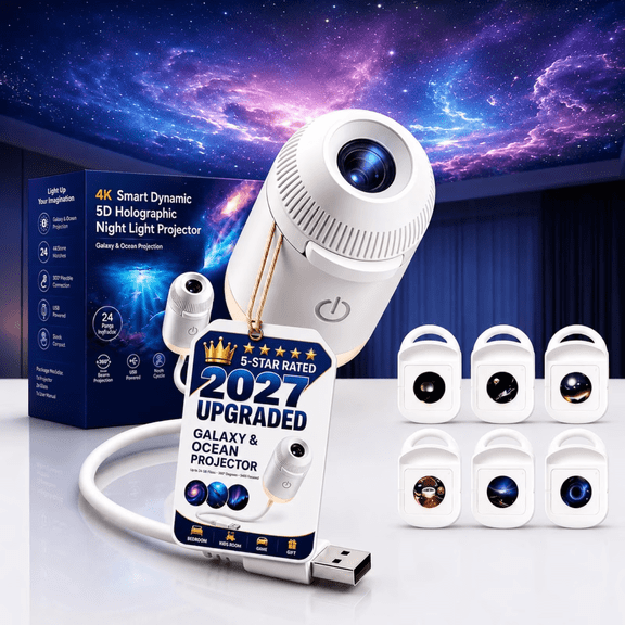 2027 Upgraded Hd Smart Dynamic 5D Holographic Night Light Projector for Bedroom Ceiling