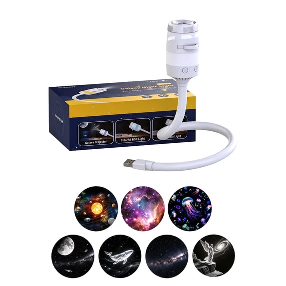 2027 Upgraded Hd Smart Dynamic 5d Holographic Night Light Projector Plug and Play Hd Star Projector, 360° Adjustable Hd Galaxy and Ocean Projector for Bedroom Ceiling(7 Projection Films)