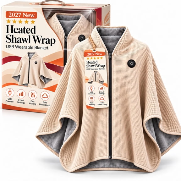 2027 Upgraded Heated Shawl Wraps for Women, USB Wearable Blanket