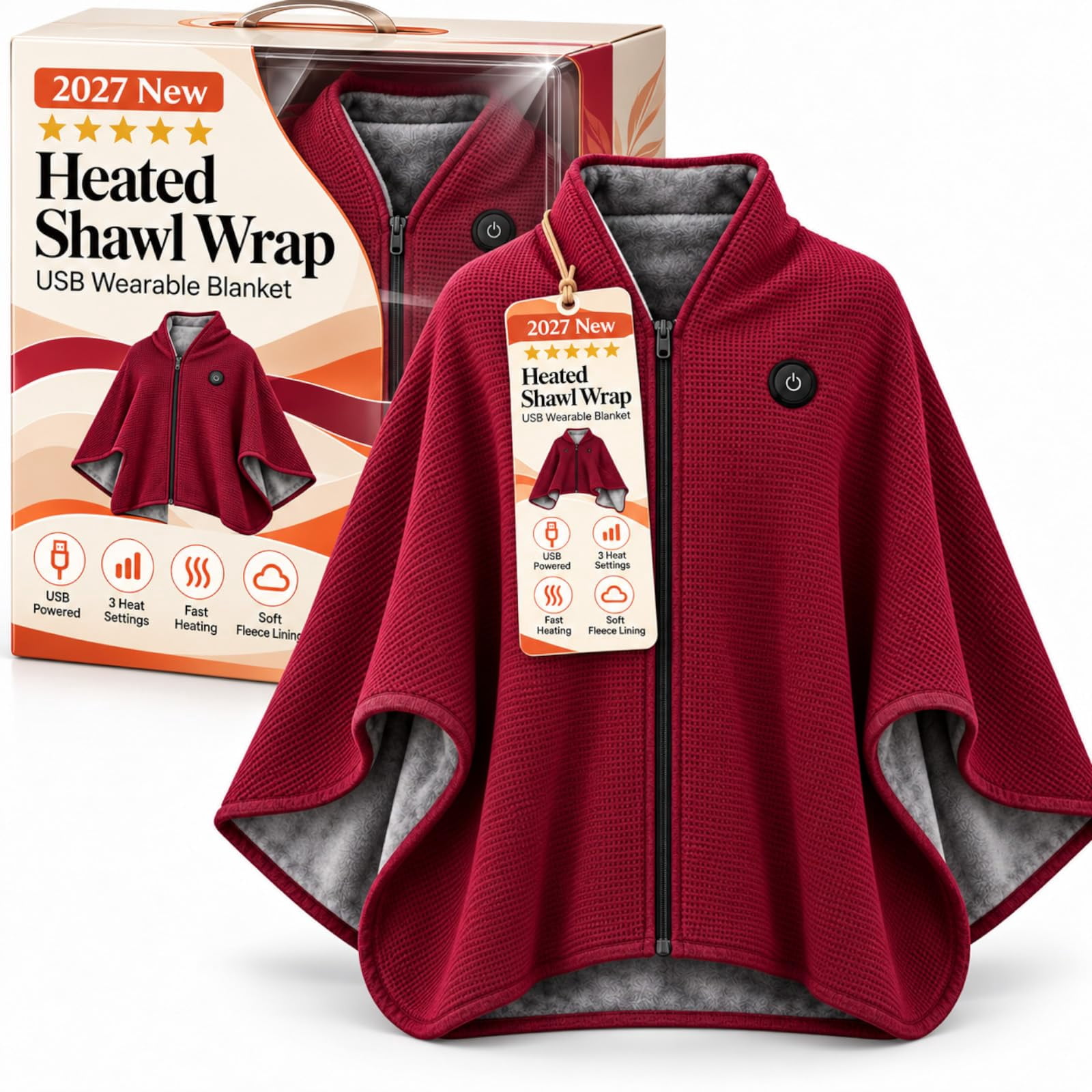 Snacking 2027 2027 Upgraded Heated Shawl Wraps for Women, USB Wearable Blanket ...