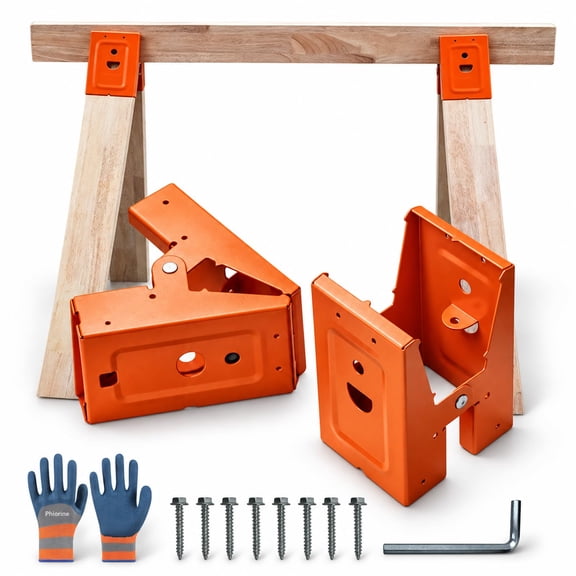 2027 Upgraded Heavy Duty Sawhorse Brackets with Down Clamp, Saw Horse Brackets for 2x4, 400 LBS Capacity, Pre-Drilled for Easy Assembly, Ideal for Woodworking, Construction & DIY