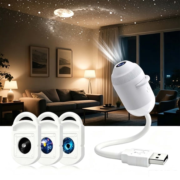 2027 Upgraded Plug and Play Hd Star Projector with Films, Night Light Projector, Hd Smart Dynamic 5D Holographic Night Light Projector, 2-in-1 Galaxy Star Projector, 360 Rotating, Usb Powered