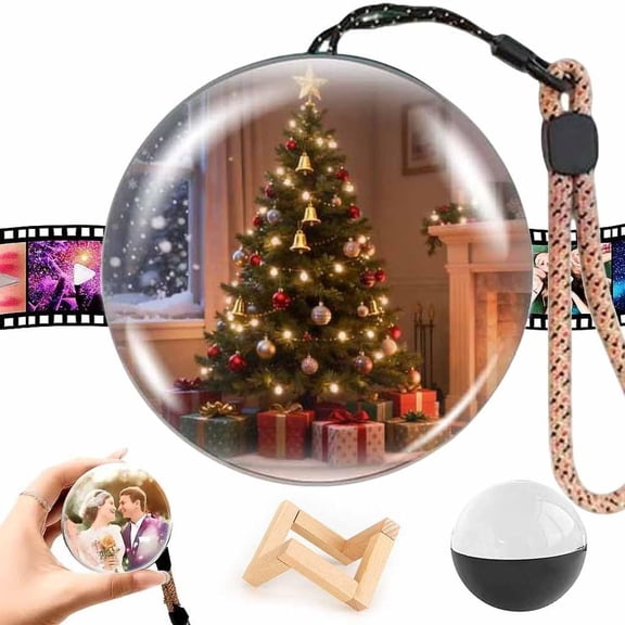 2027 Video Christmas Ball, WiFi Memory Sphere Ornament 2.7", Personalized 3D Memory Orb Custom Video Sphere, Ideal for DIY Gift Anniversary Birthday Christmas,White,WiFi