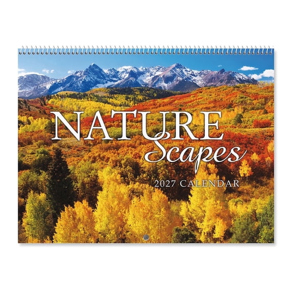 Current 2027 Wall Calendar Naturescapes 12-Inch x 9-Inch Size Closed, 18-Inch Size Open, Large Bookstore-Quality, Spiral-Bound Hanging Monthly Wall Calendars for Kitchen & Office