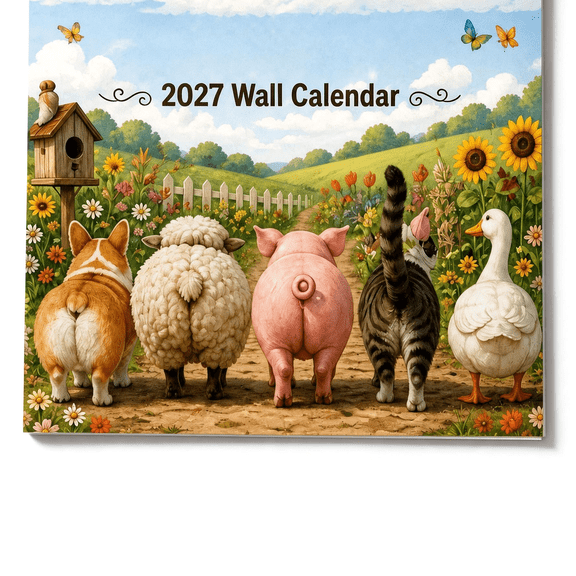 2027 Wall Calendar, 12 Month Funny Animal, Paper Planner Date Grids Calendar, Cute Writable Date Grids Animal Calendar for Home Office Wall Decor Novelty Gag Gift