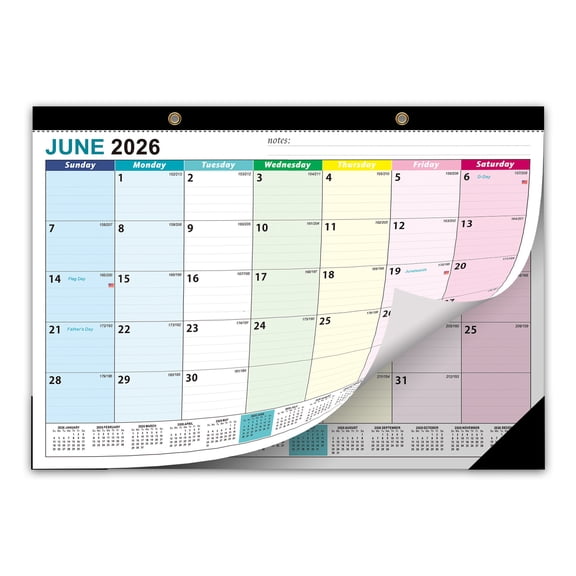 2027 Wall Calendar, 18 Month English Calendar July 2026 to December 2027, Countdown Desk Wall Hanging Calendar, European Style Simple Design