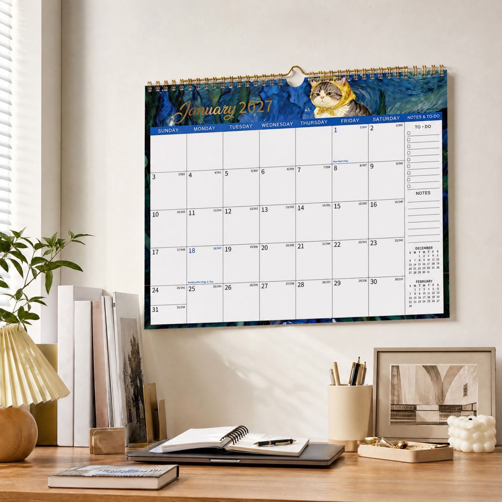 2027 Wall Calendar English Version Art Animal Theme Yearly Planner ...